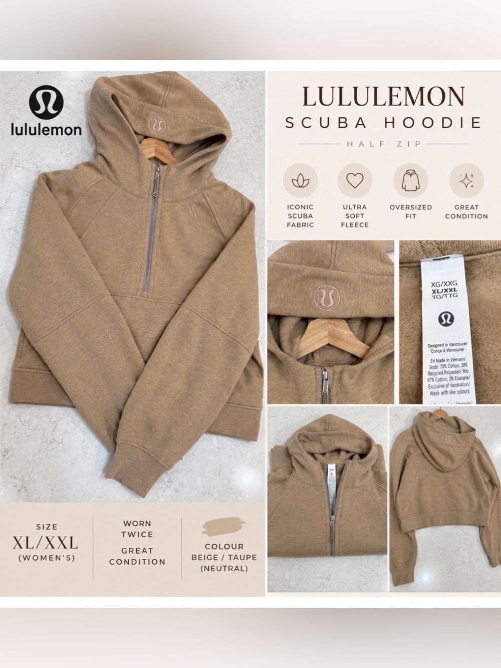 Lululemon Scuba Oversized Half-Zip Hoodie – XL/XXL 🤎